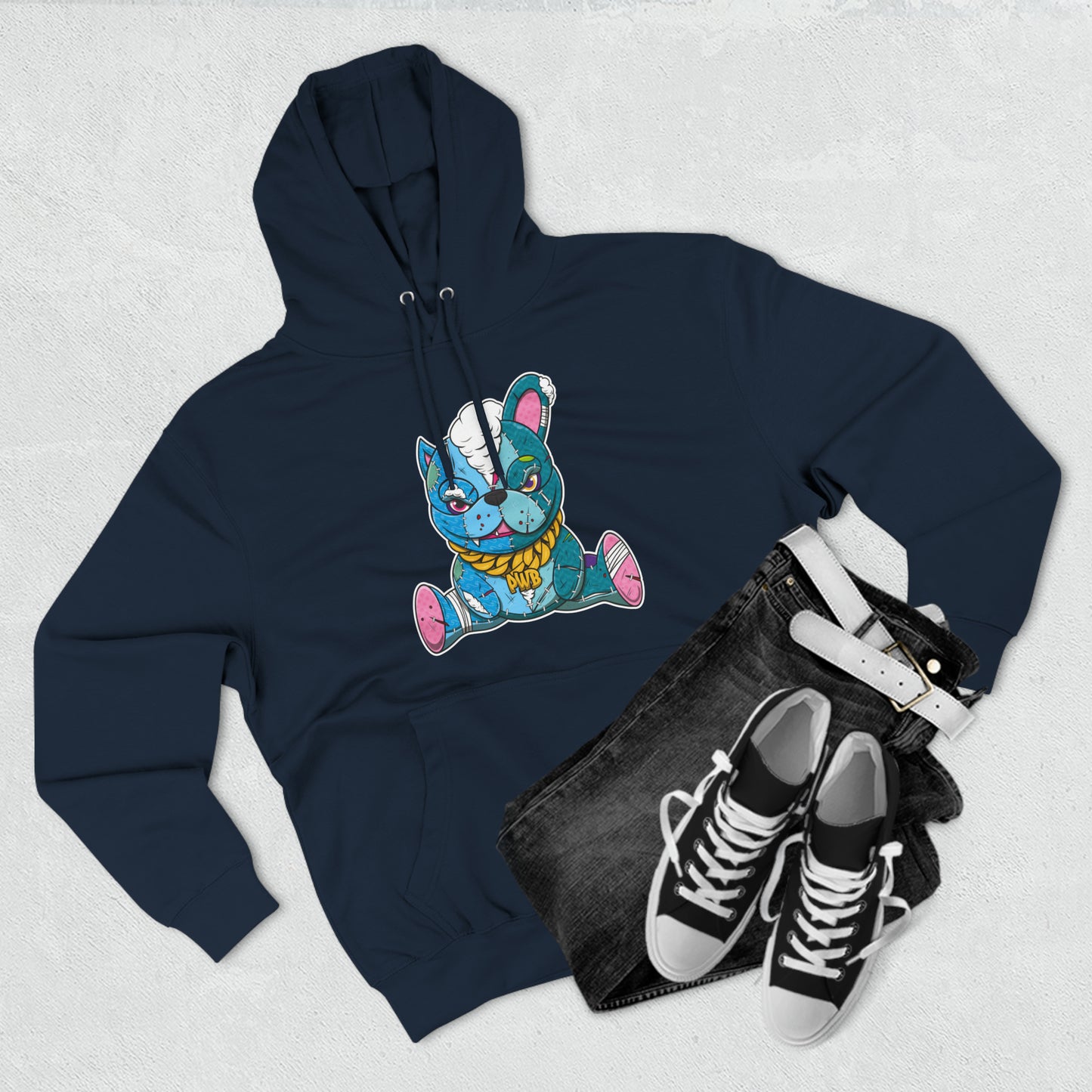 PLAYINGWITHBULLIES 3 PANEL FLEECE HOODIE