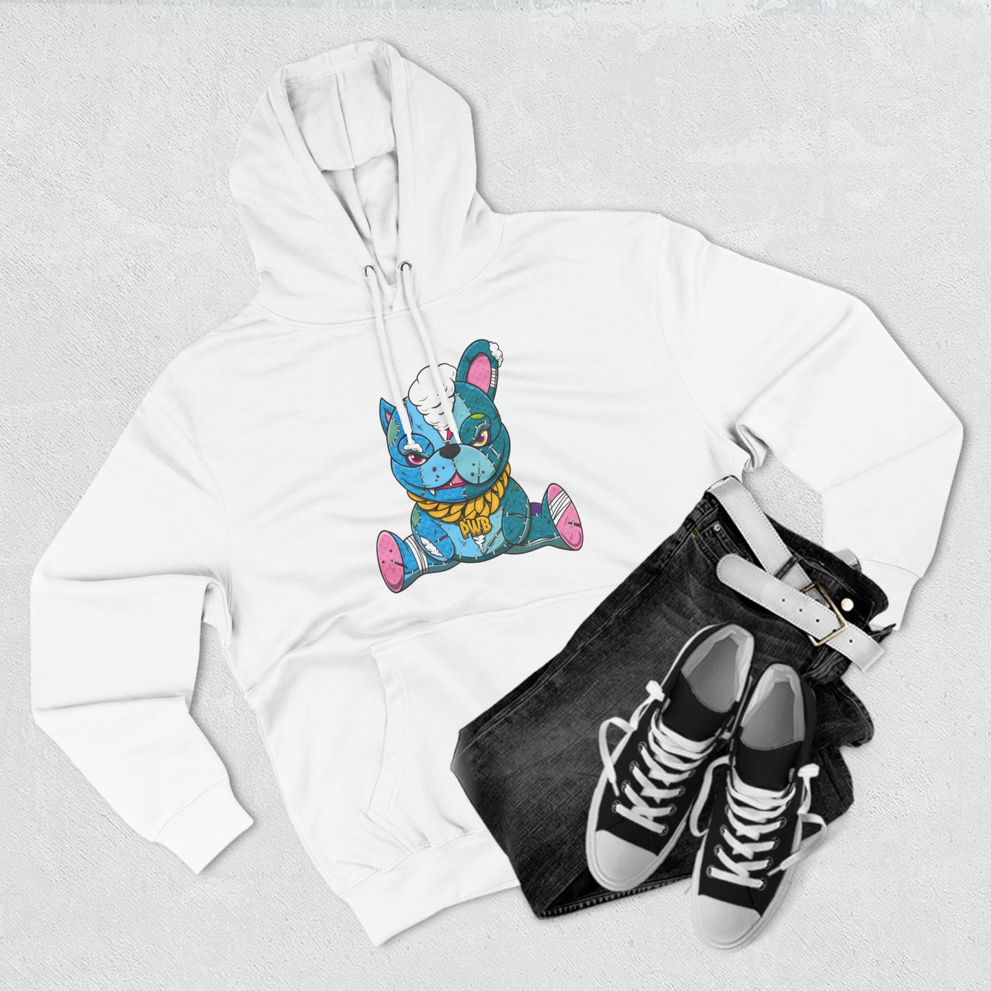 PLAYINGWITHBULLIES 3 PANEL FLEECE HOODIE